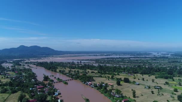 Güney Laos Don Det Yakınlarında Gökyüzünden Görünen 4000 Ada — Stok video