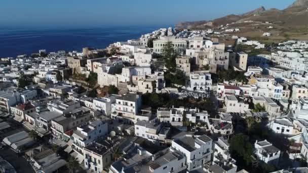 Yunanistan Cyclades Bölgesindeki Naxos Adasındaki Chora Köyü Gökyüzünden — Stok video