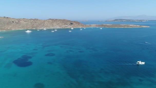 Praia Monastiri Ilha Paros Nas Cíclades Grécia Visto Partir — Vídeo de Stock