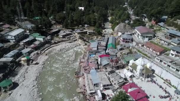 Gangotri Dorp Staat Uttarakhand India Gezien Vanuit Lucht — Stockvideo