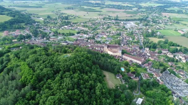 Vesnice Saint Cyprien Perigordu Francii Spatřena Oblohy — Stock video