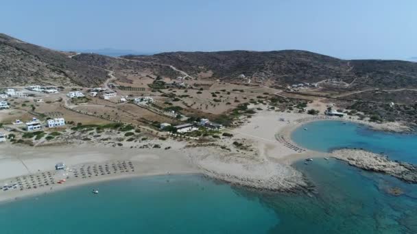 Magganari Stranden Ios Kykladerna Grekland Sett Utifrån — Stockvideo