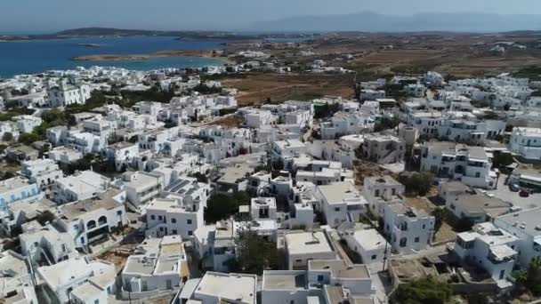 Staden Naoussa Paros Kykladerna Grekland Sett Utifrån — Stockvideo