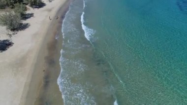 Yunanistan 'ın Kiklad adasındaki Serifos adasındaki Psili Ammos plajı fro görüldü