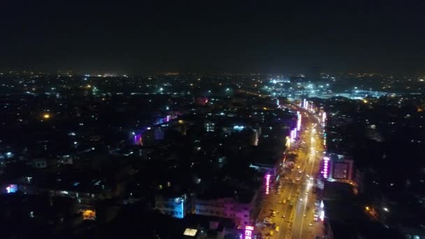 Nova Deli Cidade Noite Índia Vista Céu — Vídeo de Stock