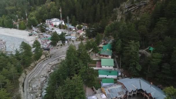 Gangotri Dorp Staat Uttarakhand India Gezien Vanuit Lucht — Stockvideo