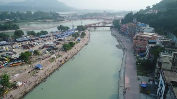 Ciudad Haridwar Estado Uttarakhand India Visto Desde Cielo — Vídeo de stock