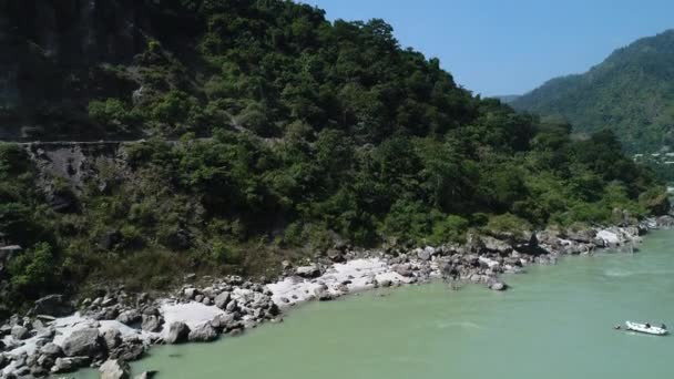 Ganges Floden Nær Rishikesh Staten Uttarakhand Indien Set Fra Himlen – Stock-video