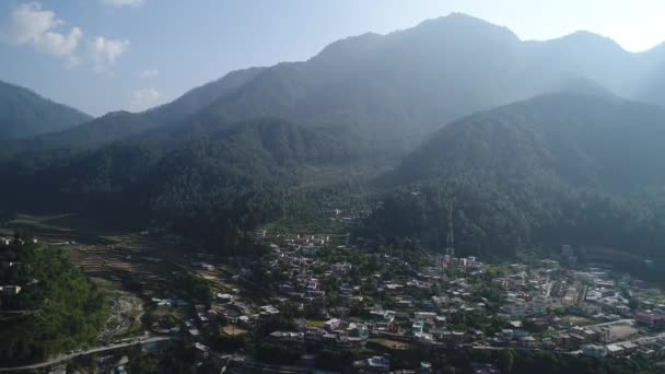 Stad Uttarkashi Staat Uttarakhand India Gezien Vanuit Lucht — Stockvideo