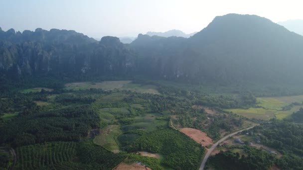 Přírodní Krajina Blízkosti Města Vang Vieng Laosu Vidět Oblohy — Stock video