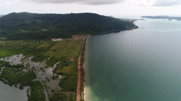 Rybářská Vesnice Poblíž Sihanoukville Kambodži Spatřena Oblohy — Stock video