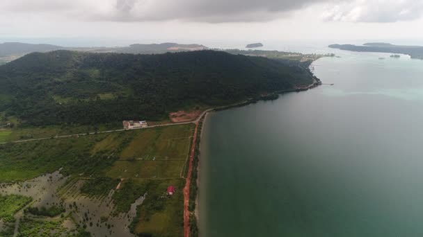 Rybářská Vesnice Poblíž Sihanoukville Kambodži Spatřena Oblohy — Stock video