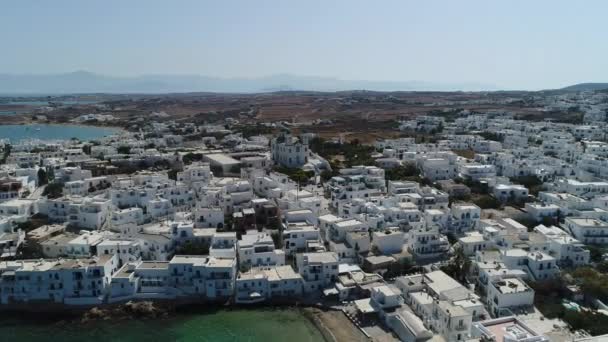 Ciudad Naoussa Isla Paros Las Cícladas Grecia Visto Desde — Vídeo de stock