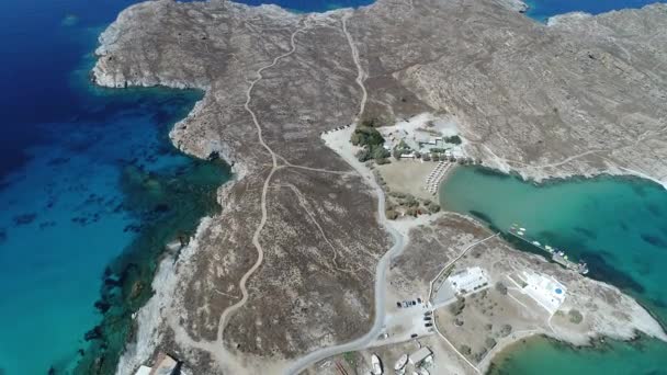 Spiaggia Piperi Naoussa Sull Isola Paros Nelle Cicladi Grecia Vista — Video Stock
