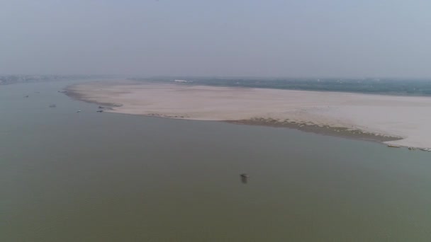 Staden Varanasi Eller Benares Uttar Pradesh Indien Sett Från Himlen — Stockvideo