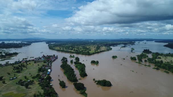 000 Îles Près Don Det Dans Sud Laos Vues Ciel — Video