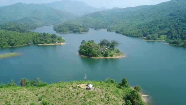 Vang Vieng Vattenreserv Laos Från Himlen — Stockvideo