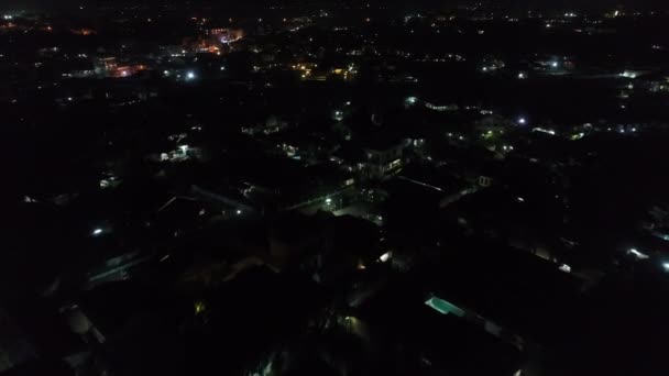 Vientiane Stadt Laos Bei Nacht Vom Himmel Aus Gesehen — Stockvideo
