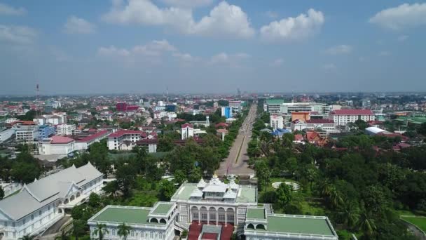 Die Stadt Vientiane Laos Vom Himmel Aus Gesehen — Stockvideo