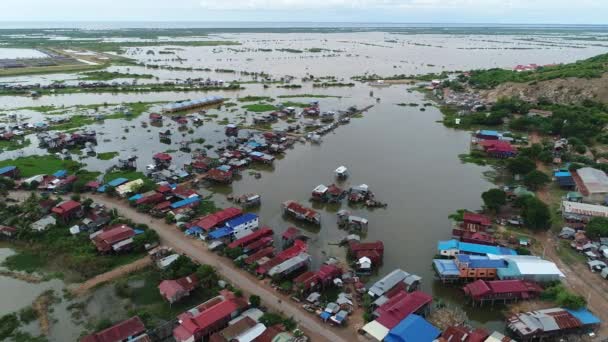 Granja Pueblo Pesquero Cerca Siem Reap Camboya Visto Desde Cielo — Vídeo de stock