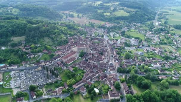 Vesnice Saint Cyprien Perigordu Francii Spatřena Oblohy — Stock video