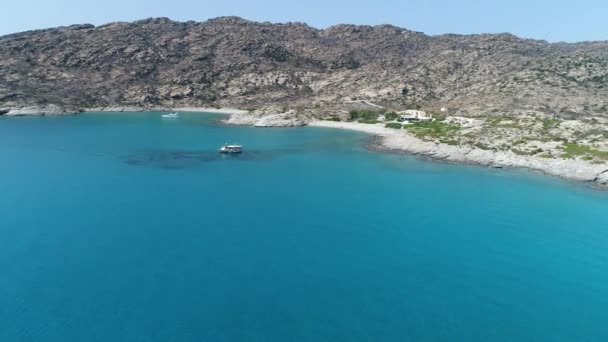 Pantai Magganari Pulau Ios Cyclades Yunani Terlihat Dari — Stok Video