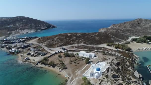 Spiaggia Monastiri Sull Isola Paros Nelle Cicladi Grecia Vista Dal — Video Stock
