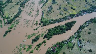 Güney Laos 'ta Don Det yakınlarında gökyüzünden görünen 4000 ada