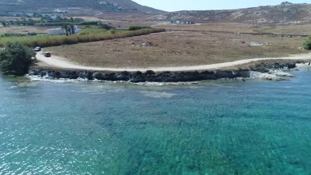 Pantai Piperi Naoussa Pulau Paros Cyclades Yunani Pemandangan Udara — Stok Video