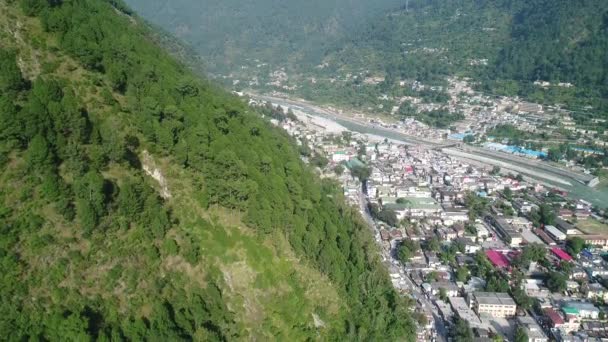 Stadt Uttarkashi Bundesstaat Uttarakhand Indien Vom Himmel Aus Gesehen — Stockvideo
