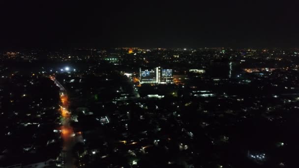 Vientiane Ciudad Laos Por Noche Visto Desde Cielo — Vídeo de stock