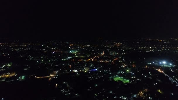 Vientiane Ciudad Laos Por Noche Visto Desde Cielo — Vídeos de Stock