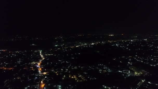 Vientiane Ciudad Laos Por Noche Visto Desde Cielo — Vídeos de Stock