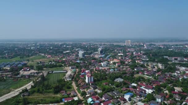 Laos Taki Vientiane Şehri Gökyüzünden Görüldü — Stok video