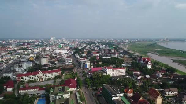 Vientiane Πόλη Στο Λάος Δει Από Τον Ουρανό — Αρχείο Βίντεο