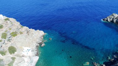 Kastro Sifnou beach on Sifnos island in the Cyclades in Greece arial view