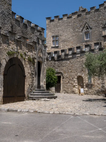 Dorf Aigueze Der Ardeche Frankreich Luftaufnahme — Stockfoto