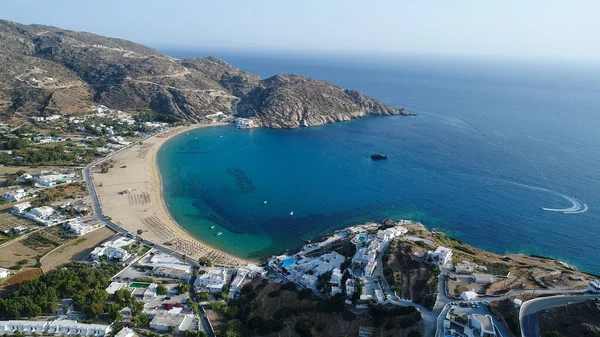 Milopotas Isla Ios Las Cícladas Grecia Vistas Desde Cielo — Foto de Stock
