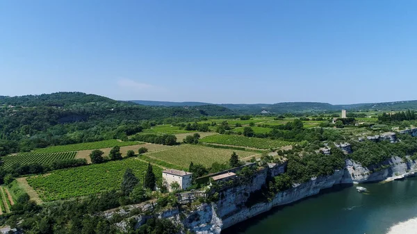 Dorf Aigueze Der Ardeche Frankreich Luftaufnahme — Stockfoto