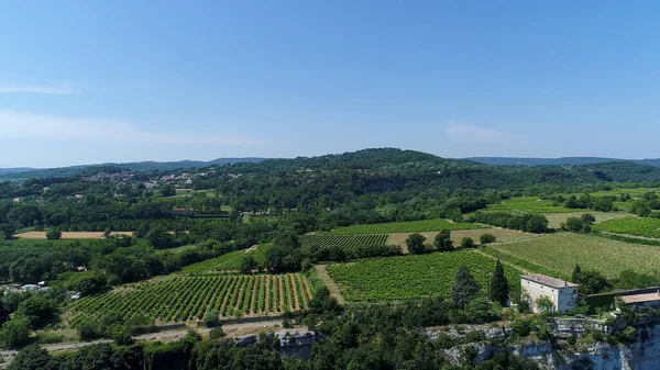 Dorf Aigueze Der Ardeche Frankreich Luftaufnahme — Stockfoto