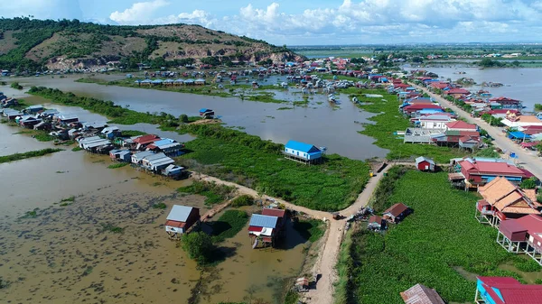 Pueblo Agrícola Pesquero Cerca Siem Reap Camboya Vista Aérea — Foto de Stock