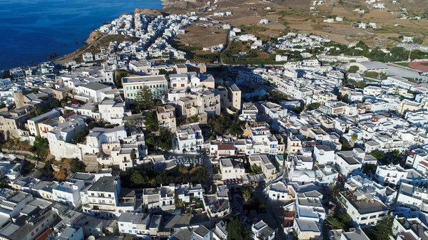 Chora Village Ilha Naxos Nas Cíclades Grécia Visto Céu — Fotografia de Stock