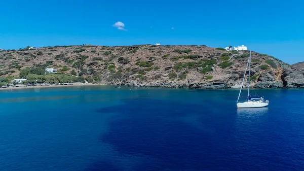 Monasterio Chrisopigi Faros Isla Sifnos Grecia Vista Aérea — Foto de Stock