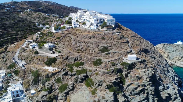 Kastro Sifnou Beach Sifnos Island Cyclades Greece Arial View — 图库照片