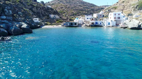 Kastro Sifnou beach on Sifnos island in the Cyclades in Greece arial view