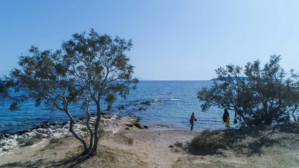 Aliko Strand Sziget Naxos Cikládok Görögországban Égből — Stock Fotó