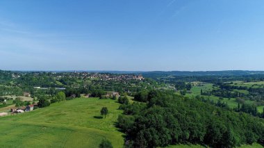 Belves-en-Perigord Köyü Fransa hava manzarası