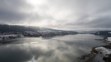 Saint-Point lake seen from the village of Saint-Point-Lac in the Doubs France