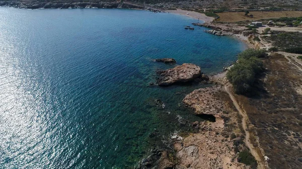 希腊Cyclades的Naxos岛上的Aliko海滩 从天而降 — 图库照片