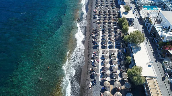 Playa Kamari Isla Santorini Las Cícladas Grecia Vista Aérea — Foto de Stock
